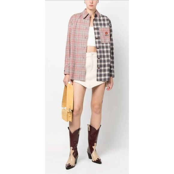 KENZO PARIS X NIGO 2 TONE PLAID OVERSIZED SHIRT S - Picture 1 of 13